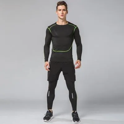 3PCS Compression Quick Dry Tight Tracksuit Men Training Fitness Long Sleeve