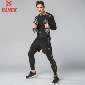 3PCS Compression Quick Dry Tight Tracksuit Men Training Fitness Long Sleeve