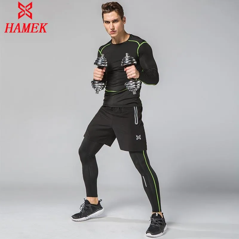 3PCS Compression Quick Dry Tight Tracksuit Men Training Fitness Long Sleeve