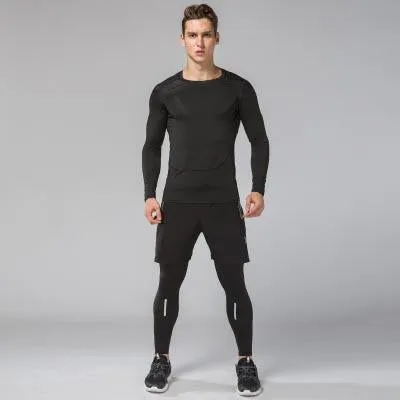 3PCS Compression Quick Dry Tight Tracksuit Men Training Fitness Long Sleeve