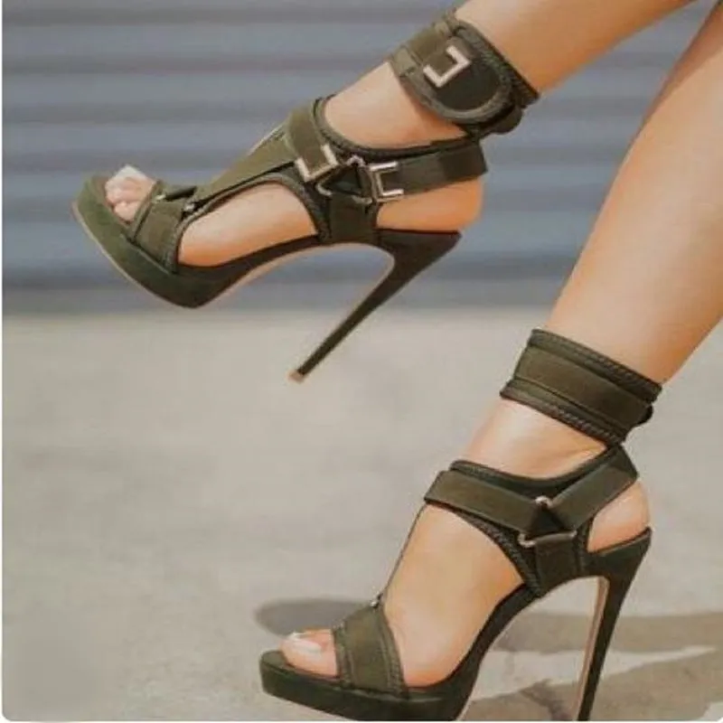 Amozae Big Size 34-43 Brand New Ladies Thin High Heels Gladiator Sandals Platform Summer Sandals Women Party Shoes Woman