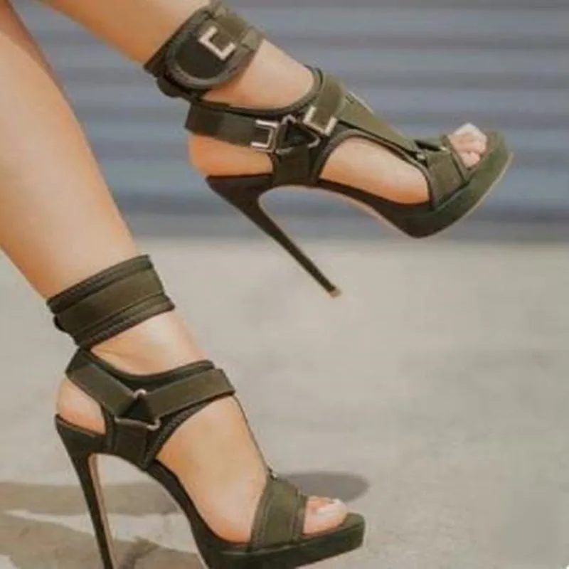 Amozae Big Size 34-43 Brand New Ladies Thin High Heels Gladiator Sandals Platform Summer Sandals Women Party Shoes Woman