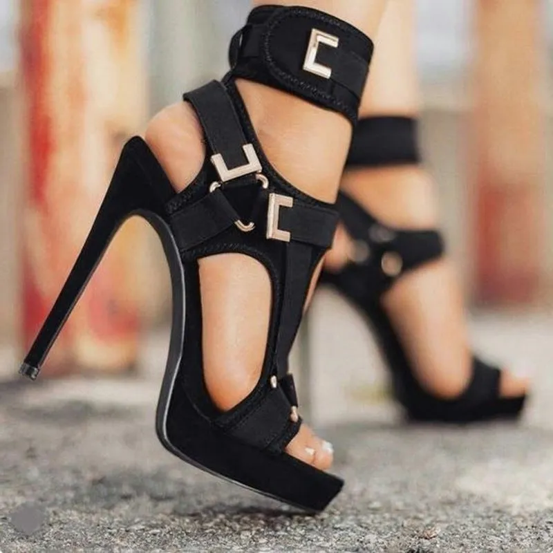 Amozae Big Size 34-43 Brand New Ladies Thin High Heels Gladiator Sandals Platform Summer Sandals Women Party Shoes Woman