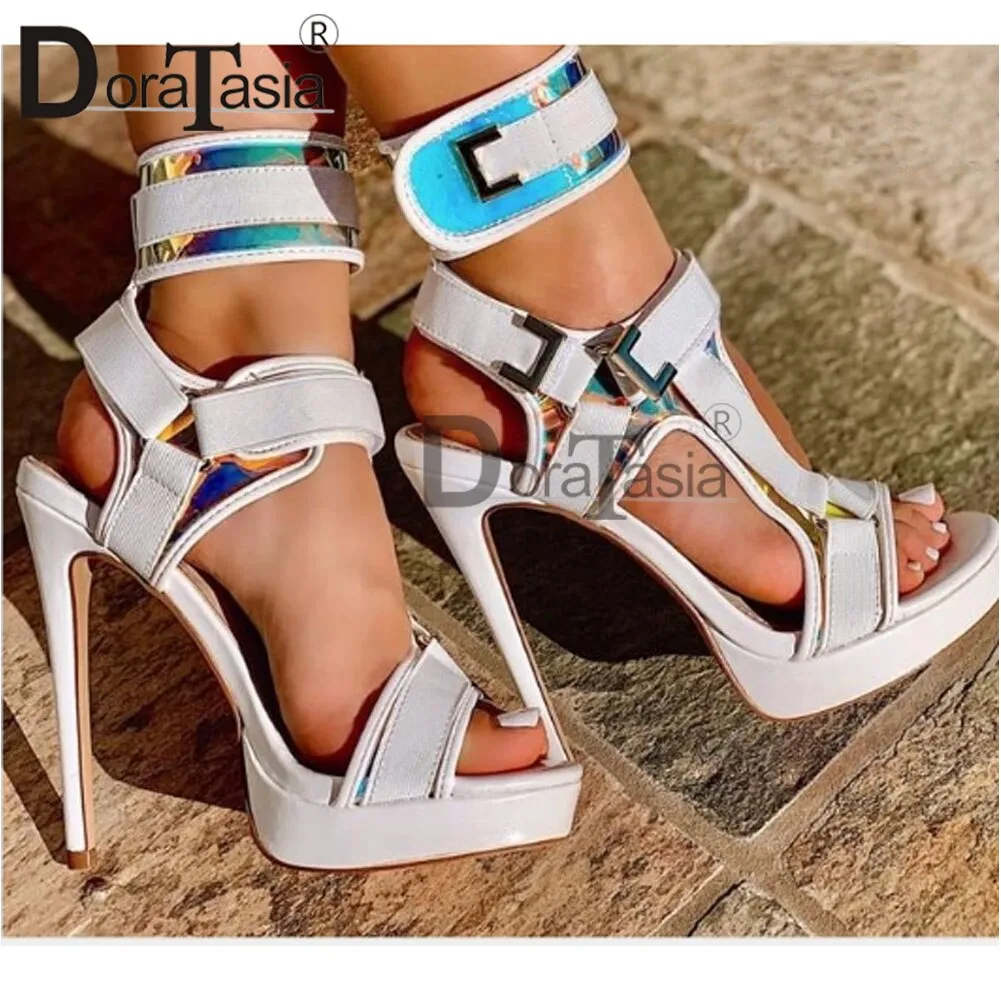 Amozae Big Size 34-43 Brand New Ladies Thin High Heels Gladiator Sandals Platform Summer Sandals Women Party Shoes Woman