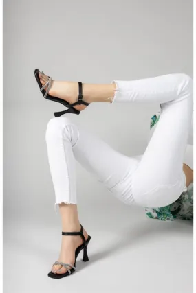 Black Skin Woman Heels Shoes 0012345