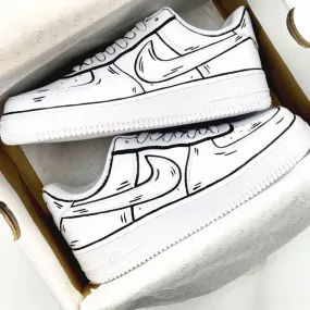 Black White Art Graffiti Custom Air Force 1