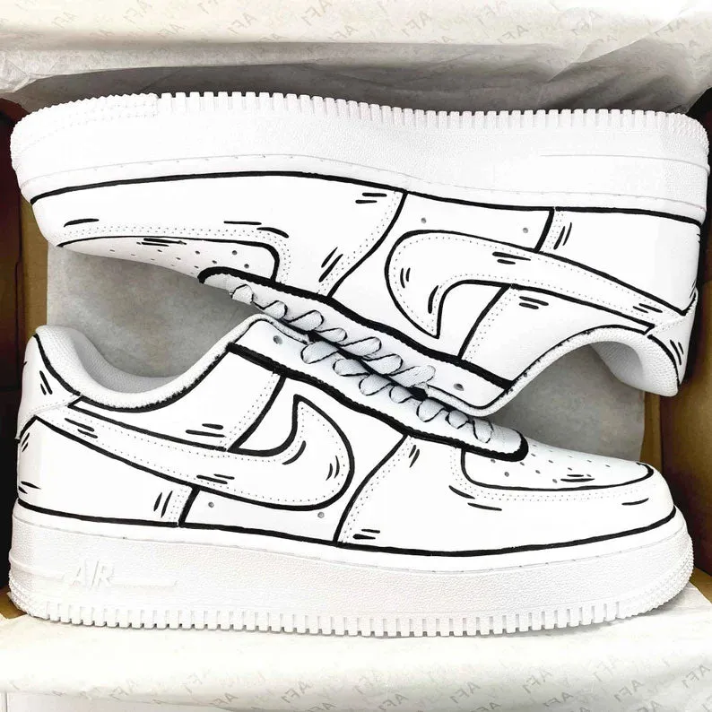Black White Art Graffiti Custom Air Force 1
