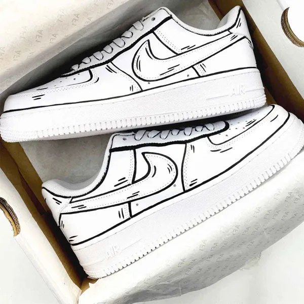 Black White Art Graffiti Custom Air Force 1