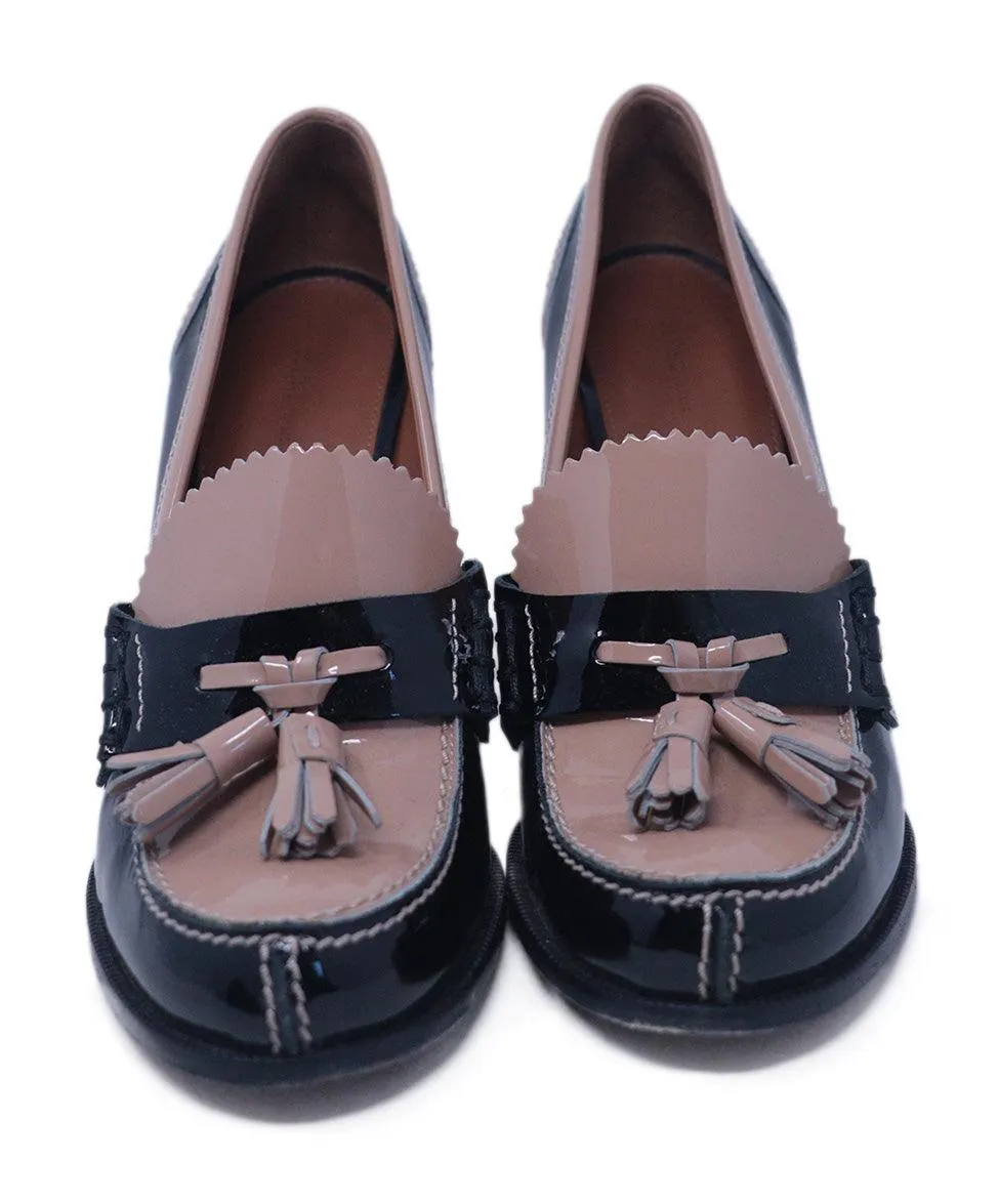 Celine Black & Tan Patent Leather Heels sz 8.5