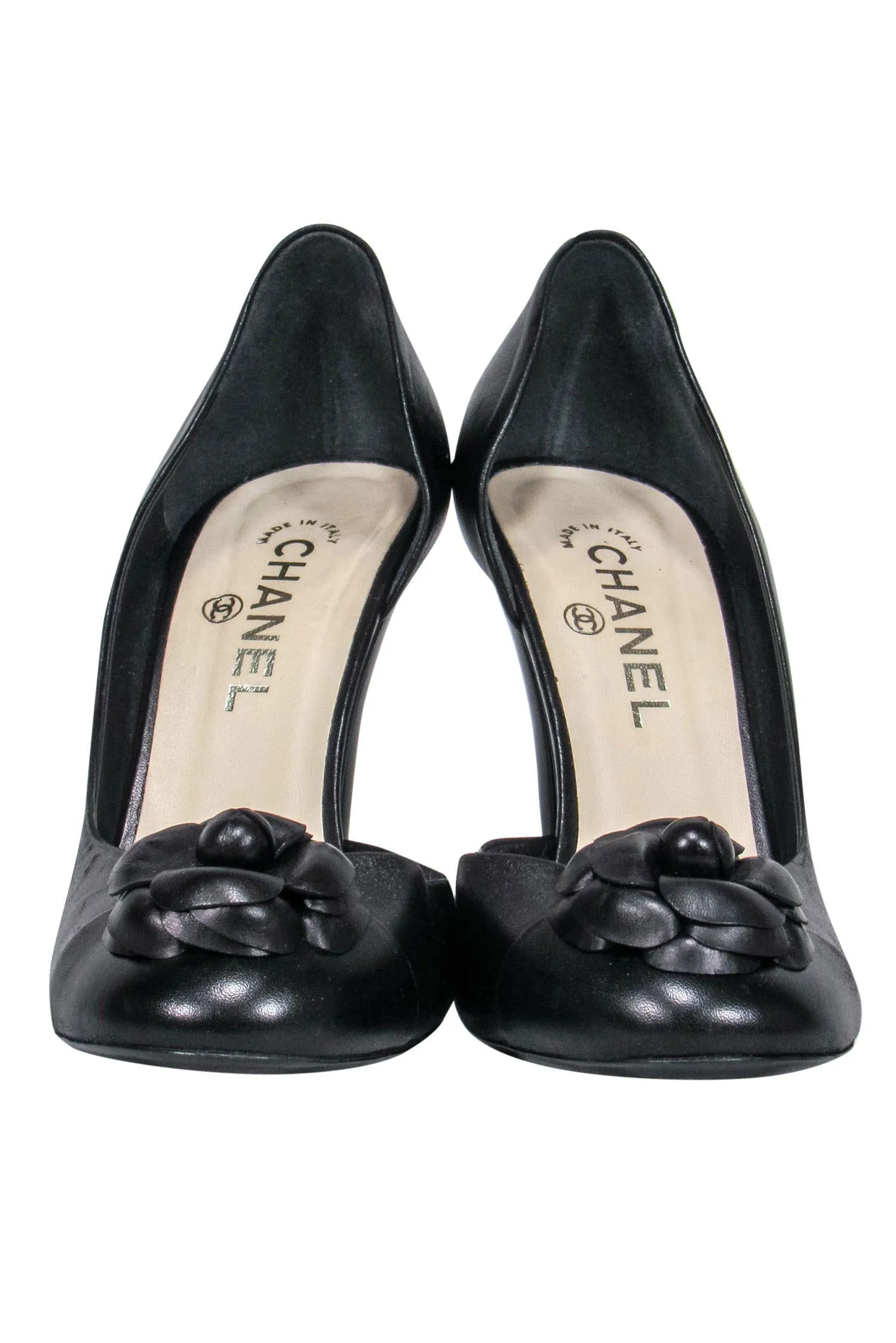 Chanel - Black Leather Pumps w/ Rosette Sz 12