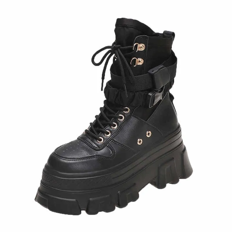 Christmas Gift 2023 Women's Height-increasing Thick-soled Boots Wedge Heel Lace-up Decorative Women's Shoes Fashion Winter Women's Boots