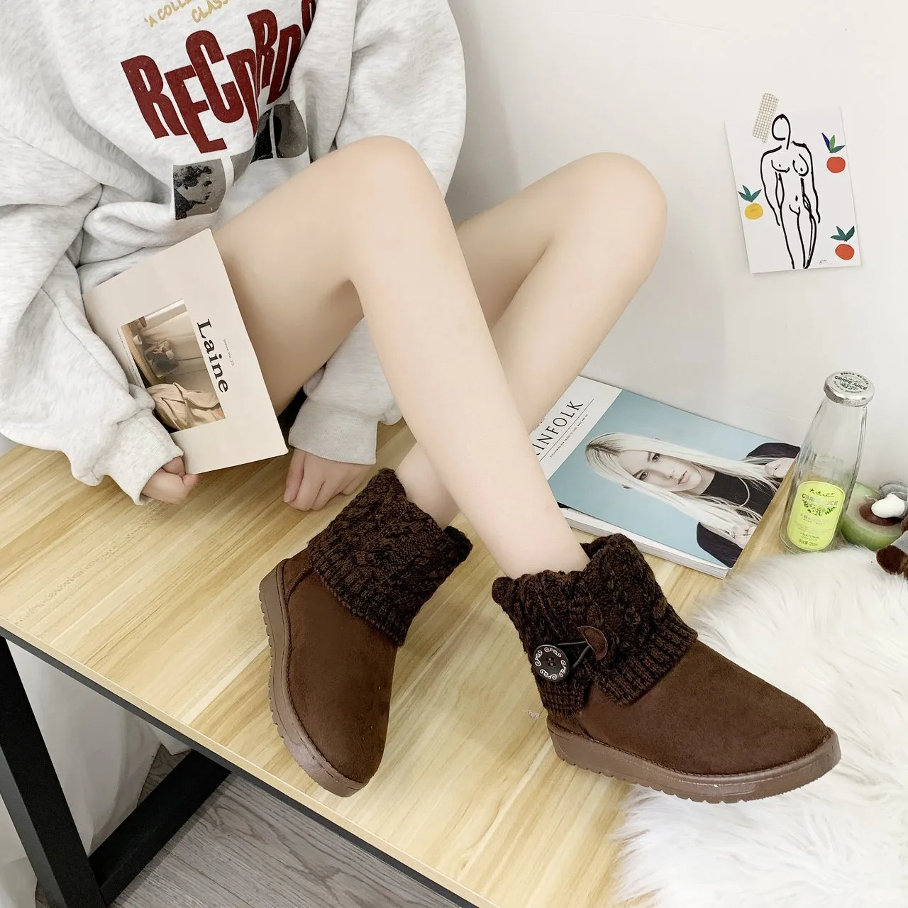 Cuzcare Outdoor Orthopedic Winter Boots For Women Suede Ankle Shoes