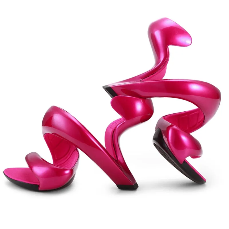 Frauen Öffnen Die Zehe Ausschnitte Seltsame High Heel Gladiator Sandalen Mode Sexy Schlange Form Boden Schuhe WYP 160405