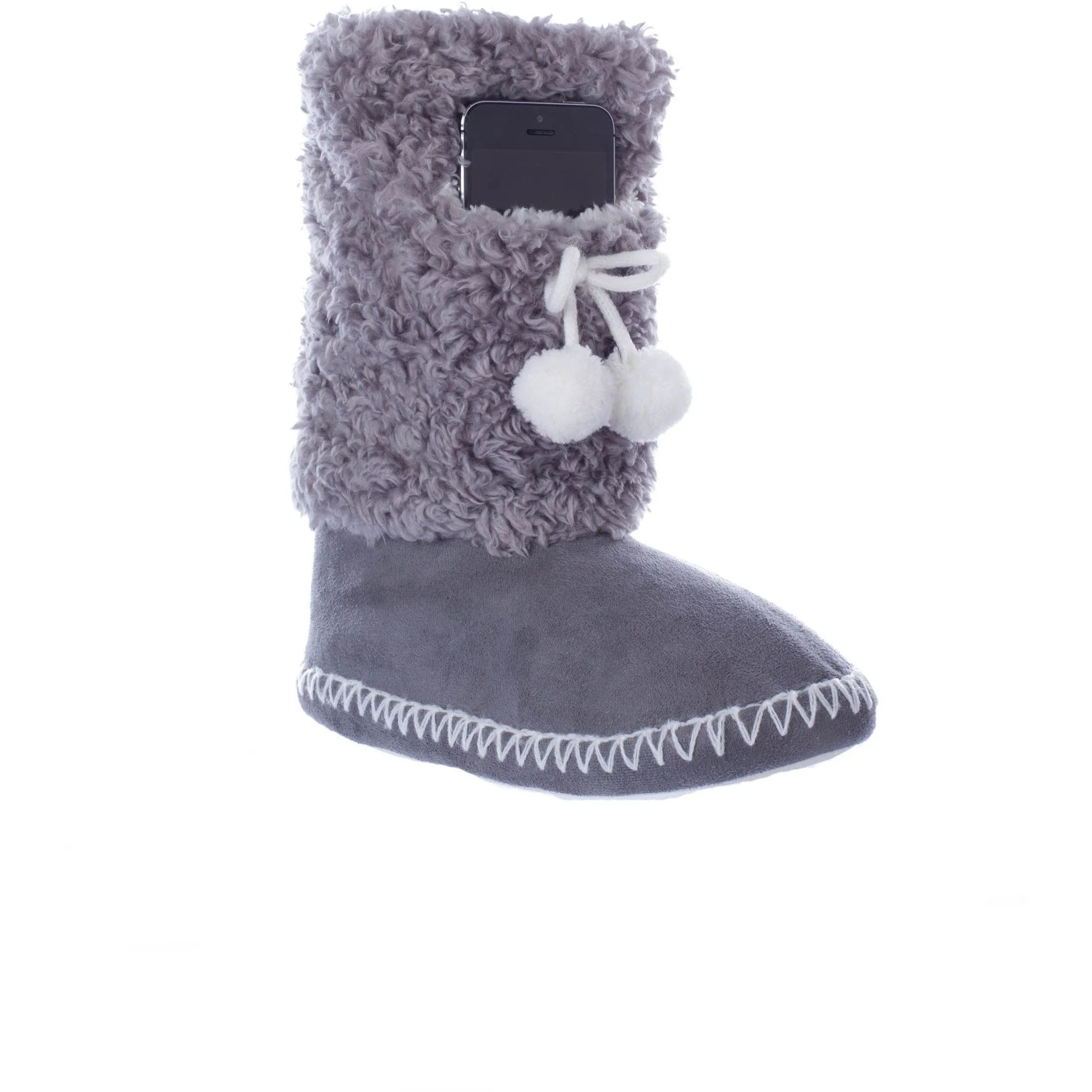 Navajo Fuzzy Slipper Boots with Indoor Outdoor Sol