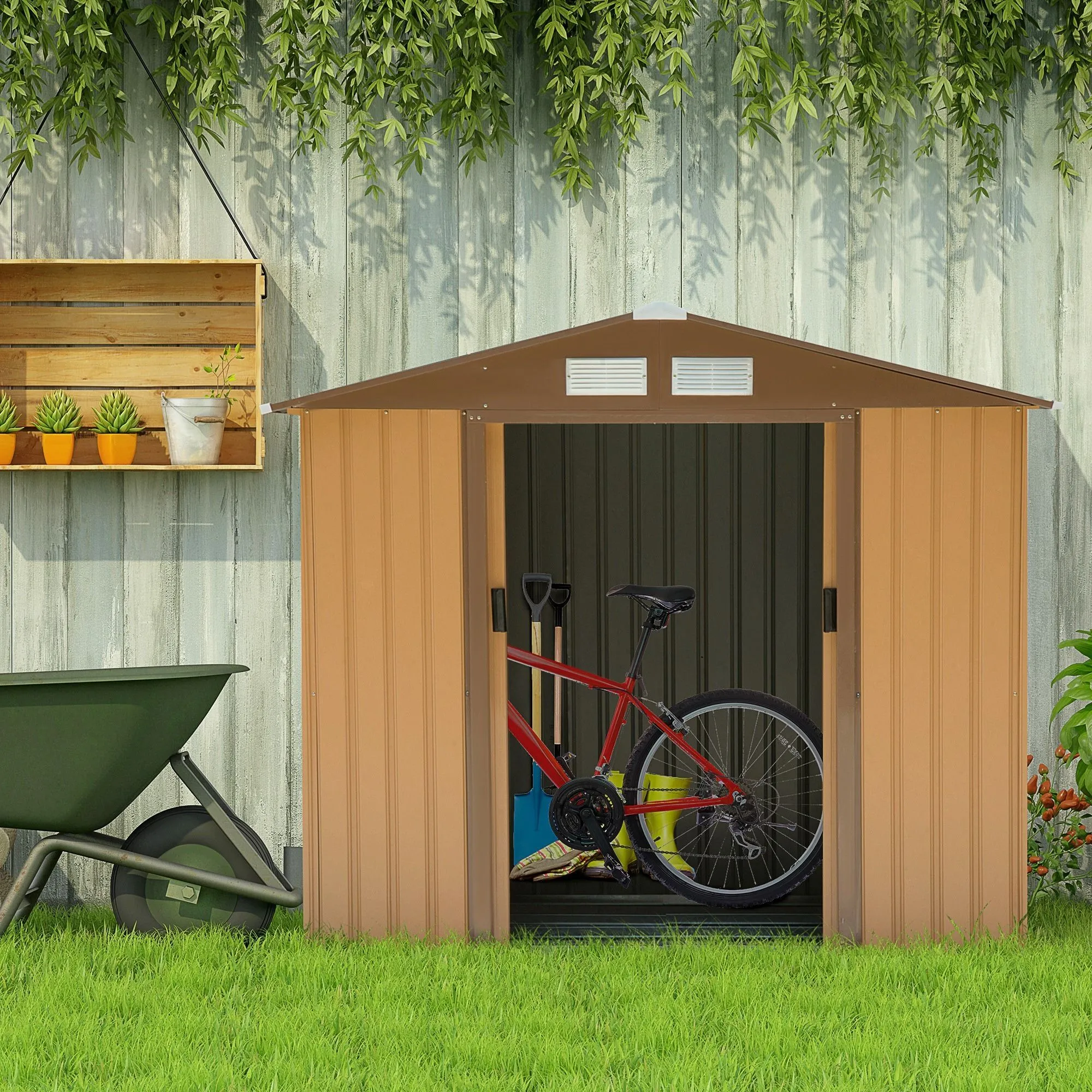Outsunny 7' x 4' Outdoor Storage Shed, Garden Tool House with