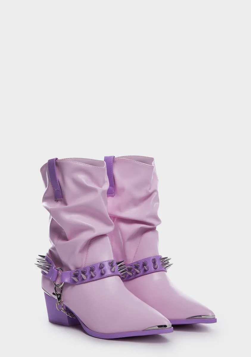 Pink Death Proof Lo Spike Cowboy Boots