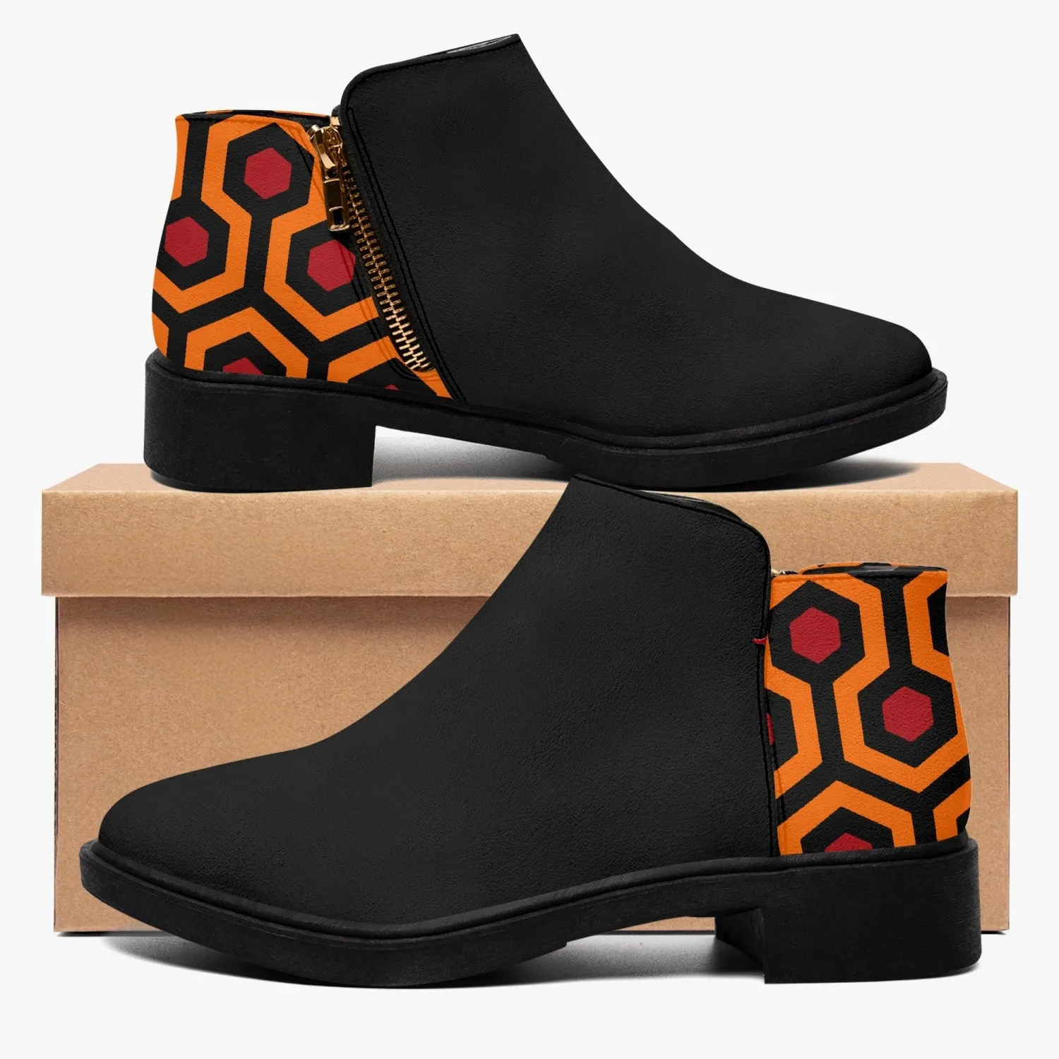 The Shining overlook Hotel Pattern Ankle Zipper Boots