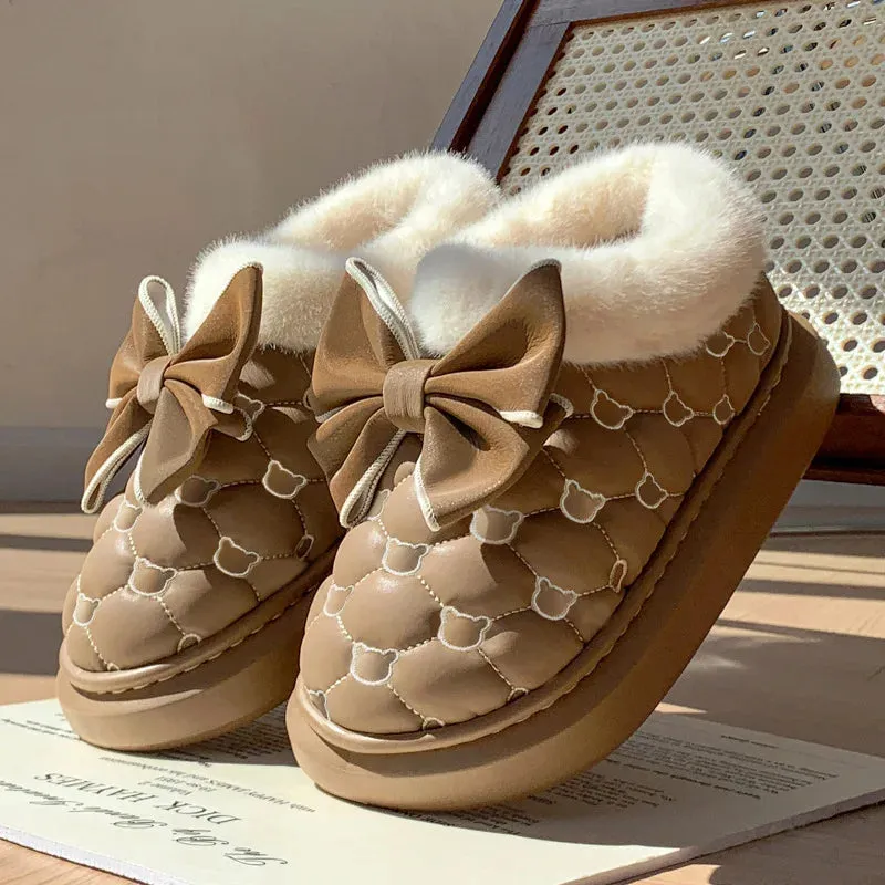 Warm and comfy fur indoor and outdoor slip on snow boots ankle boots