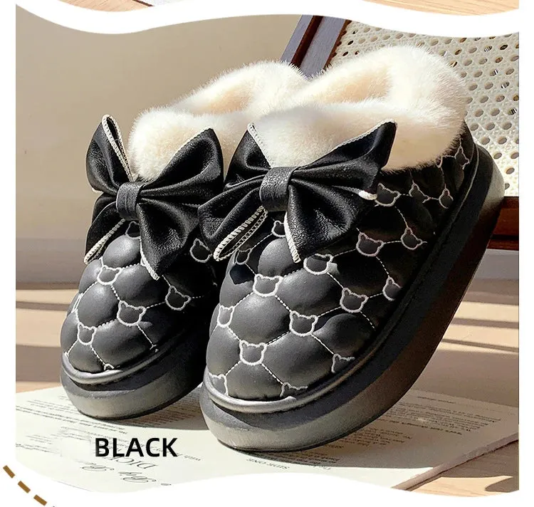 Warm and comfy fur indoor and outdoor slip on snow boots ankle boots