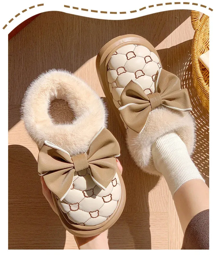 Warm and comfy fur indoor and outdoor slip on snow boots ankle boots