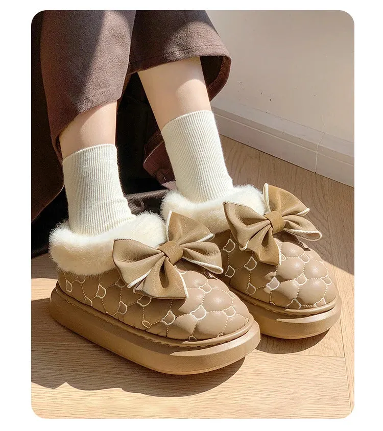 Warm and comfy fur indoor and outdoor slip on snow boots ankle boots