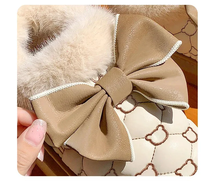 Warm and comfy fur indoor and outdoor slip on snow boots ankle boots