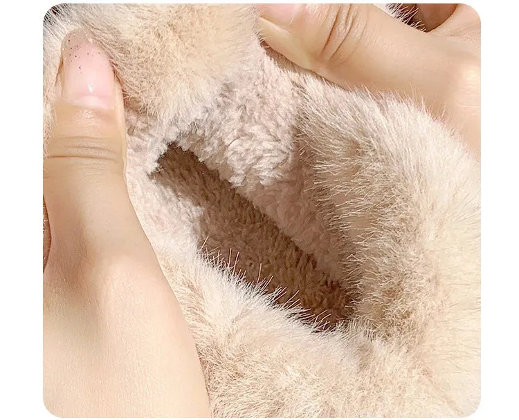 Warm and comfy fur indoor and outdoor slip on snow boots ankle boots
