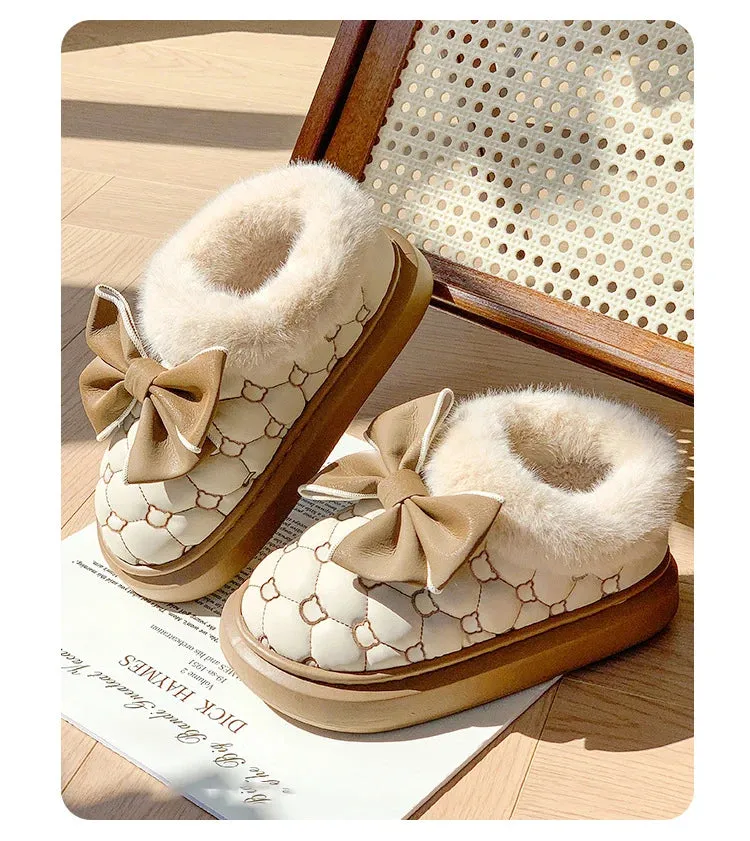 Warm and comfy fur indoor and outdoor slip on snow boots ankle boots