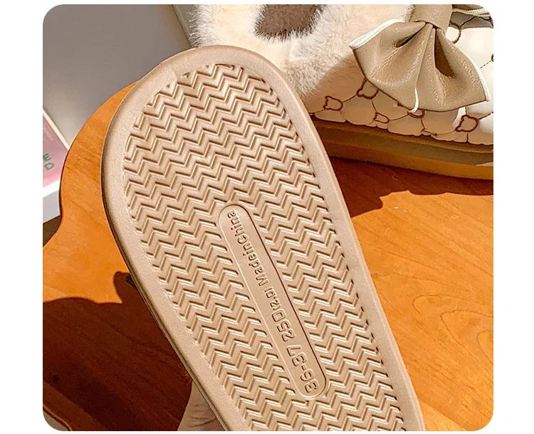 Warm and comfy fur indoor and outdoor slip on snow boots ankle boots