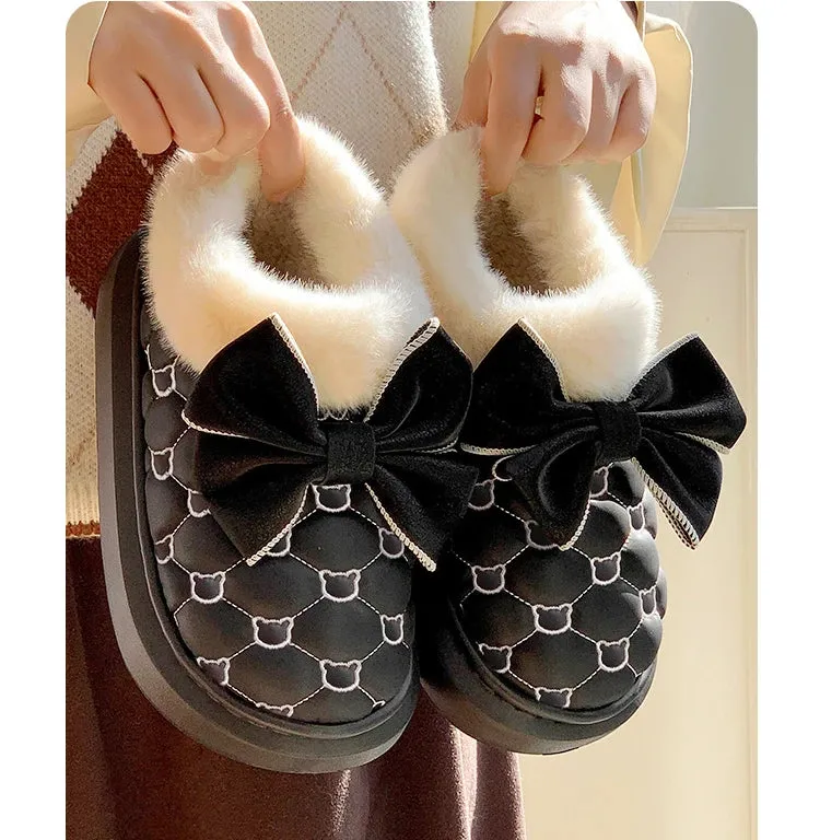 Warm and comfy fur indoor and outdoor slip on snow boots ankle boots