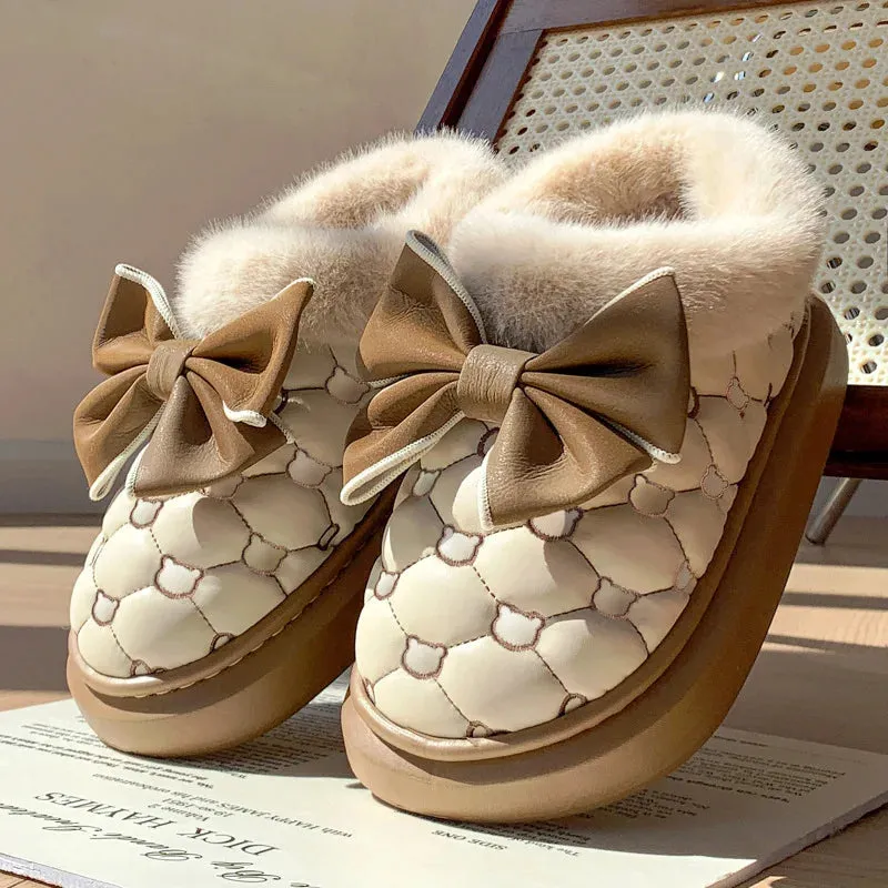 Warm and comfy fur indoor and outdoor slip on snow boots ankle boots