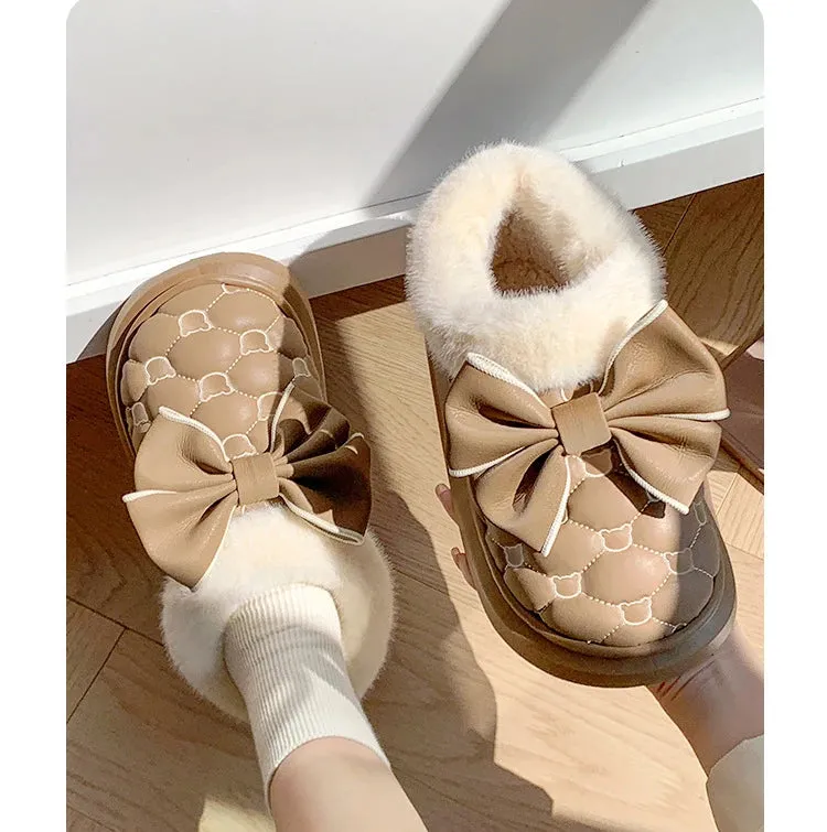Warm and comfy fur indoor and outdoor slip on snow boots ankle boots